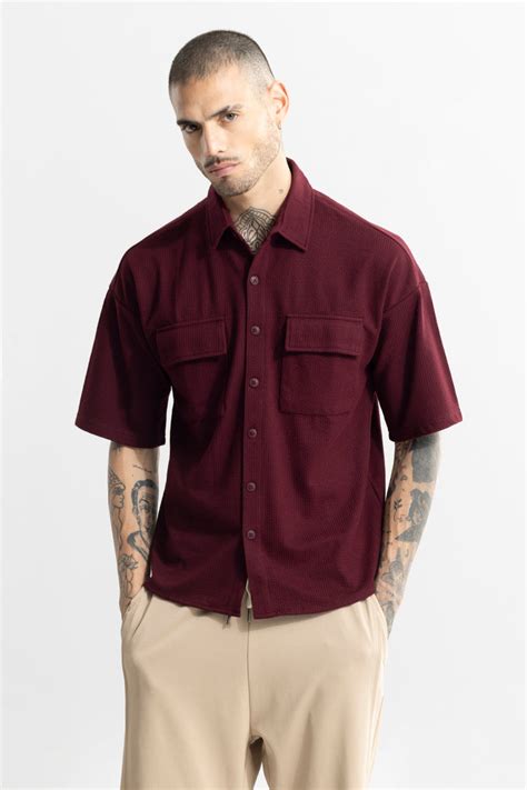 twinflap maroon oversized shirt